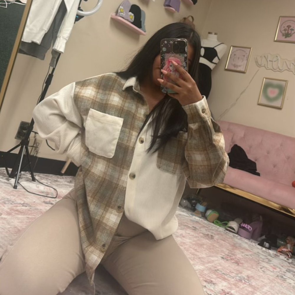Corduroy Plaid Button Up